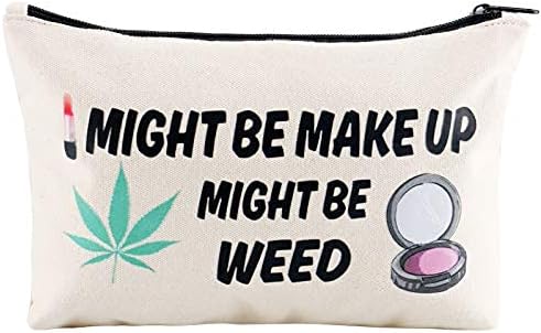 oxpecker Marijuana Weed Leaf Makeup Cosmetic Bag, Funny Cotton Zipper Pouch,Cosmetic Travel Bag, Toiletry Make-Up Case Multifunction Pouch Gifts. (CB001)