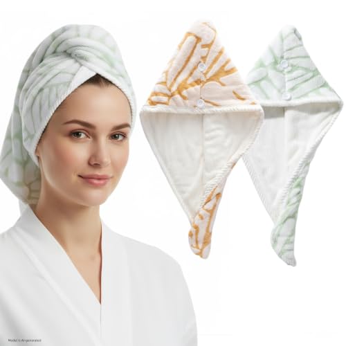 YHPDYL 2-Pack Microfiber Hair dring Towel | 50% Faster Drying, Ultra Absorbent & Frizz Control | for Long/Curly Hair | 16 * 26" Large Size | Travel Gym Home Use(Yellow,Green)