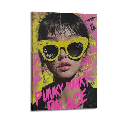 Poster graffiti rose sur toile avec cadre 30x45 cm pour sublimer votre salon