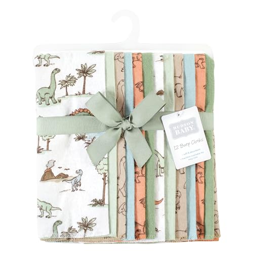 Image of Hudson Baby Unisex Baby Cotton Poly Flannel Burp Cloths Bundle, Dinosaur Adventures, One Size