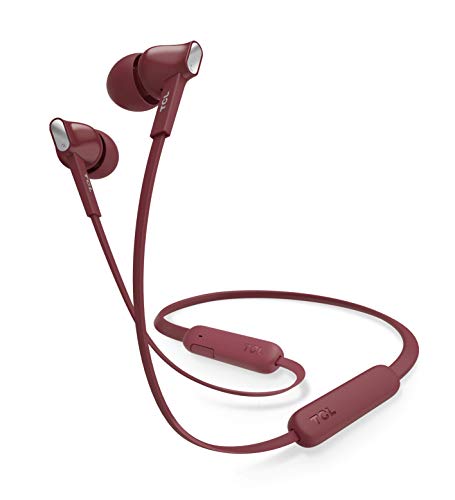 TCL MTRO100BT Auriculares In-Ear inal�mbricos con micr�fono (Bluetooth 5.0, con cancelacion de ruido, banda para el cuello, 18H bateria, carga r�pida), Rojo