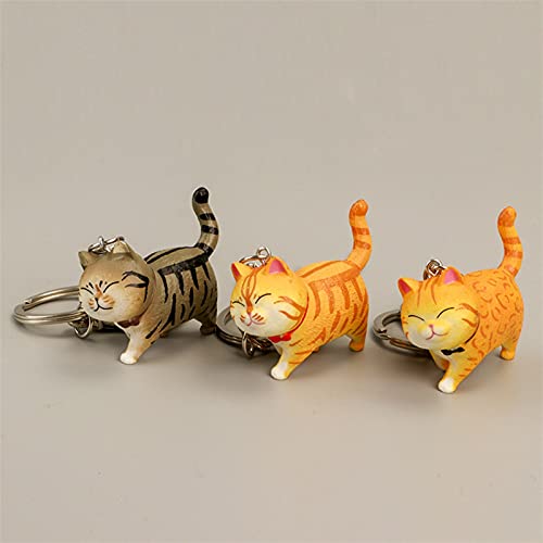 Hongtai Mooie Hars Bell Cat Sleutelhanger Auto Hanger Bag Ornament Trinket voor Vrouwen Sleutelhanger (Color : Yellow tail) - Image 3