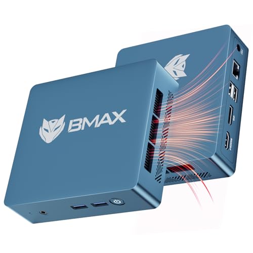 Immagine prodotto: BMAX Ufficio Mini PC Win 11 Pro Intel 5205U (supera N4000, fino a 1,9 GHz), 8 GB DDR4 256 GB NVMe SSD, Mini computer desktop espandibile fino a 64 GB DDR4/2 TB SSD, DP HDMI 4K, WiFi/BT/RJ45