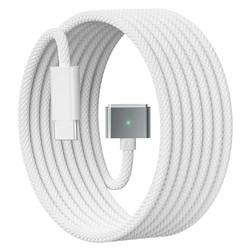 USB-C to Magnetic 3 Cable for M4 MacBook Air Pro Charger, 140W Magnetic Safe 3 Cable for MacBook Air (15''/13'' M4 2025, M3 2024, M2 2023, M2 2022), MacBookPro (16"/14" 2024/2023/2021), 2M/6.6ft White by seynli - Used condition - US$14.81