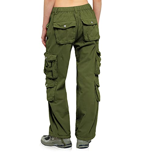 Cargo Pants Women Tactical Baggy Hiking Cargo Pants With 9 Pockets Cotton Military Casual Army Combat Work Pants Army Green S #TOP2