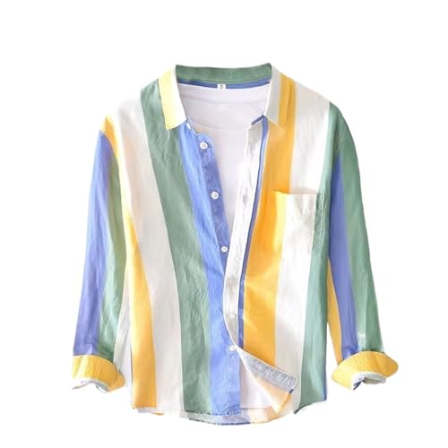 Chemise légère homme en coton lin haut de gamme à rayures délicates
