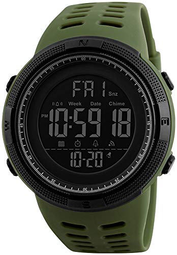 Image of FANMIS Mens Digital LED Sports Watch Military Multifunction 12H /24H Time Dual Time Alarm Countdown Back Light with Simple Design 164FT 50M Water Resistant Calendar Month Date Day Watch