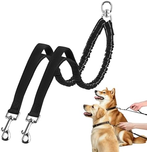Tangle Free Double Dog Leash for Two Dogs,360° Swivel,for Medium Dogs