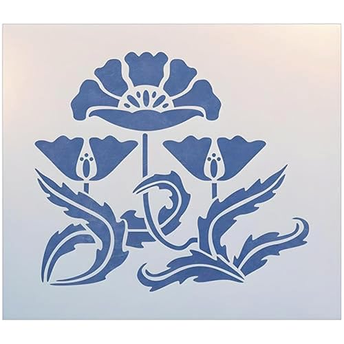 Art Nouveau 9 Stencil Template – 8.3' x 7' - Jugendstil Decorative Art Nouveau Design for Walls, Furniture, Crafts, DIY Home Decor, Modern Style Architecture - The Artful Stencil