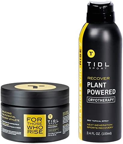 TIDL Plant Powered Cryotherapy Spray & Performance Cream Set – Post-Workout Full Body Recovery Spray (3.4oz) & Cream (3oz) – Muscle & Joint Pain Relief – Organic Plant-Based Formula
