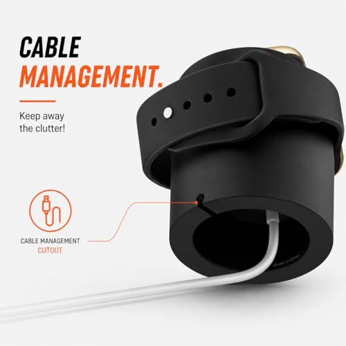Image of Mizi Magnetic Charging Stand for Apple Watch Ultra 3 /2 /1 & Series 11 / to /1 /SE Silicone Wireless Charger Holder with Cable Management, Nightstand Mode Support, Portable Desk & Bedside Dock - Black
