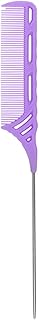 1PC Professional 8,9 &quot;Tail Pente Rabtail Pente Aço Inoxidável Pintail Anti Static E Resistente ao Calor Teasing Pente Pente Cauda Leve Para Todos Os Tipos De Cabelo Pente de cauda,Pentear,Pente de cauda profissional de 8,9 polegadas,Pente Pintail De Aço Inoxidável,Pente provocador Purple