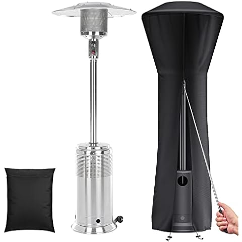 Patio Heater Cover waterproof 226x85x48cm, with Telescopic Rod, 420D Oxford Heavy Duty Chiminea Cover Anti-UV, Dustproof Patio Heater Cover with Zipper, Drawstring Cover
