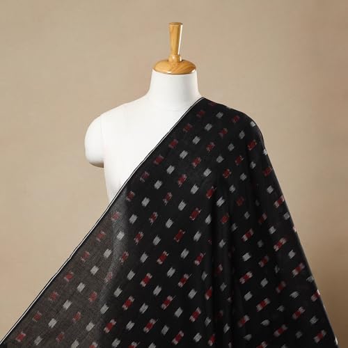 Image of Premium Sambalpuri Ikat Weave Pure Handloom Cotton Shirt Fabric - Authentic Odisha Traditional Tie-Dye Craft, Soft & Breathable Natural Cotton Material for Custom Tailoring, Casual & Formal Wear
