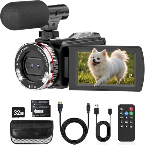 Videocamera 4K 48MP Camcorder per YouTube, 21X Zoom Digitale Videocamere,