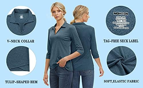 Women's 3/4 Sleeve V Neck Golf Shirt Mositure Wicking Performance Sports Polo T Shirt Tops for Women - Image 4