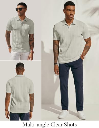 Image of PJ PAUL JONES Mens Polo Shirts Short Sleeve Textured Knit Polos
