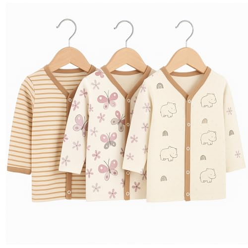 Image of EIO New Born Baby Clothes 0 | Soft Cotton Jablas for New Born | Front-Open Baby Tees for Boys & Girls Pack of 3 Newborn Clothing Set