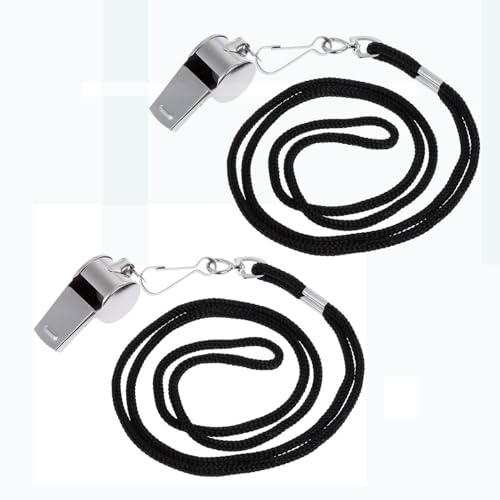 Silbato de Acero Inoxidable,2 PCS Silbato Árbitro Niños Silbato de Metal Perros Ruidoso con Cordón 42cm Silbatos de Sonido Fuerte y Nítido para Entrenadores Árbitros Baloncesto Deportivo Fútbol