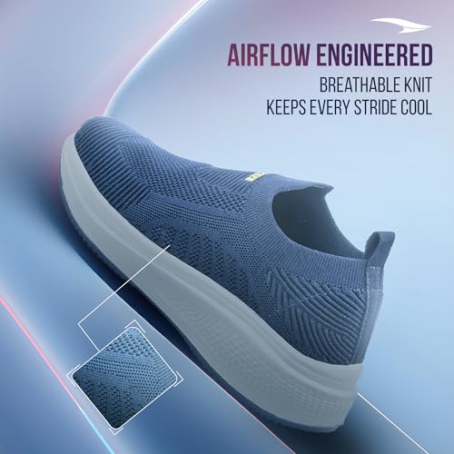 Image of ASIAN Storm-42 Men's Walking Shoes with Breathable Knit Shoe, Lightweight Cushioned Sole, Soft Sock-Like Fit, Flexible Slip Ons with Without Laces Comfort & Steady Grip | Ideal, Office & Travel Navy