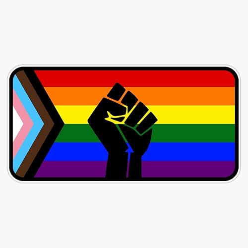 Black Lives Matter Inclusive Pride Flag (con puño) Adhesivo de vinilo para parachoques de 5 pulgadas