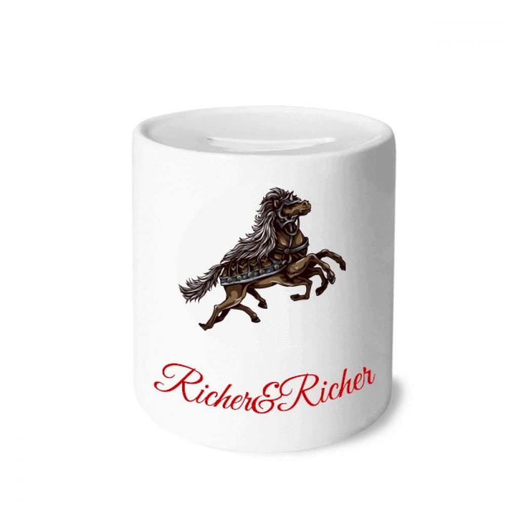Tirelire cheval en armure au galop : cadeau d'anniversaire original