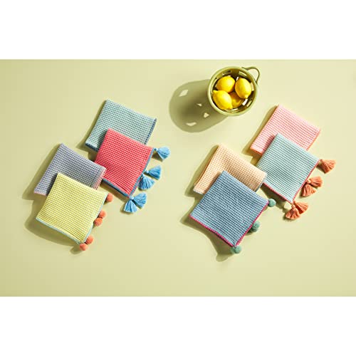 Mud Pie Colorful Cotton Towel Set, Blue, 12" X 12" #TOP1