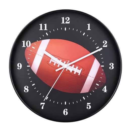 12 Inch Football Wall Clock - Silent Non-Ticking Analog, Battery Operated, Sporty Home Decor for Bedroom, Living Room, Man Cave for Football Fans, Dad