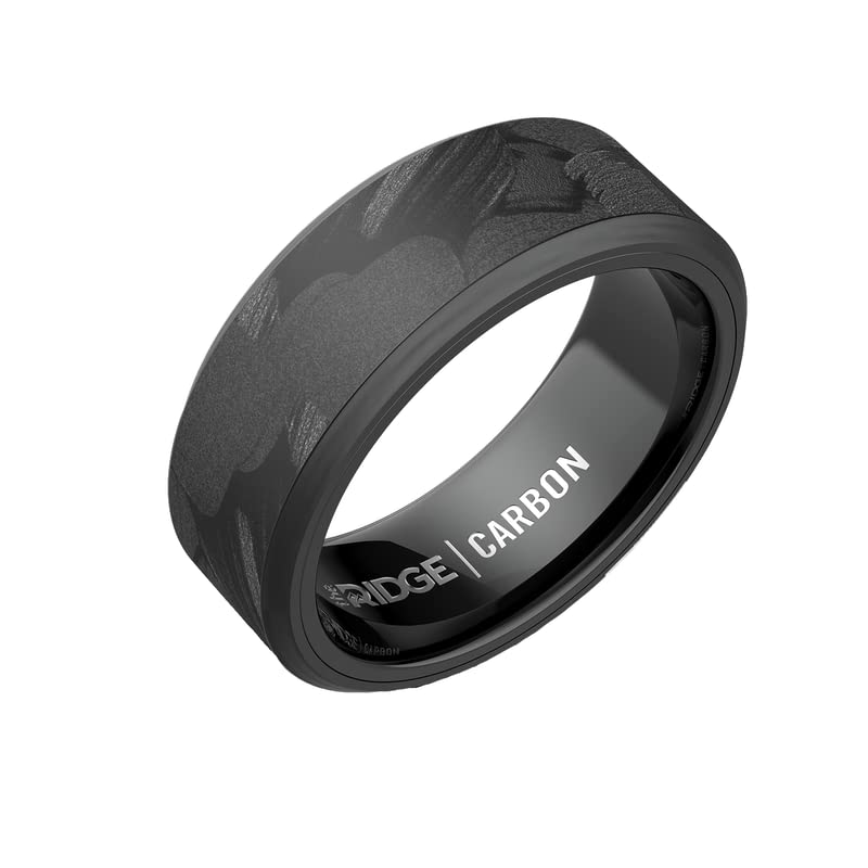 Image of The Ridge Tungsten Rings For Men - Mens Wedding Band - Strong, Durable, and Scratch-Resistant Beveled Ring With Silicone Band