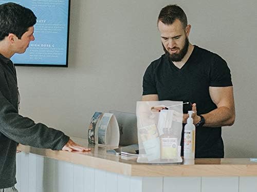 Miniatura 5 de Purple Q Crafts Bolsa de plástico transparente con asas de 9 x 12 pulgadas, bolsas de plástico troqueladas esmeriladas transparentes con asas para