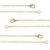 Wholesale 12 PCS Gold Plated Brass Flat Cable Chain Finished Necklace Chains Bulk for Necklace Makin