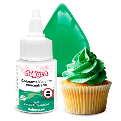 dekora – Super Colors Colorante Alimentario Verde Liposoluble Concentrado | Ideal para Chocolate, Buttercream y Masas Grasas | Dosificación Precisa | 30 ml