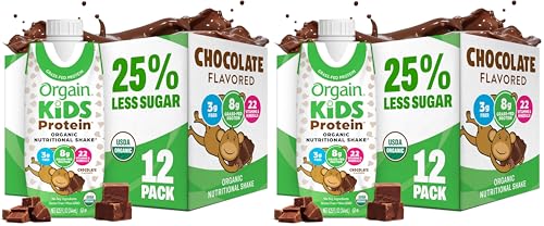 Image of Orgain Organic Kids Nutritional Protein Shake, Chocolate, Healthy Kids Snacks, 8g Dairy Protein, 3g Fiber, 22 Vitamins & Minerals, No Soy Ingredients, Gluten Free, Non-GMO, 8.25 Fl Oz (Pack of 24)