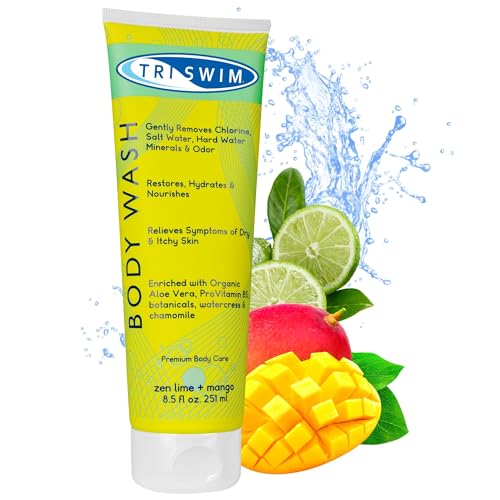 TRISWIM - Gel Douche Anti Chlore, Gel Douche Femme et les Hommes, Body Wash Pour Nageurs, Gels Prévient les Démangeaisons de la Pea, Savons et Gels - Citron...