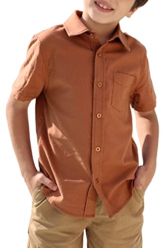 Boys Button Down Dress Shirt Short Sleeve Casual Cotton Solid Tops Uniform T-Shirt For Kids 4-13 Years #TOP10
