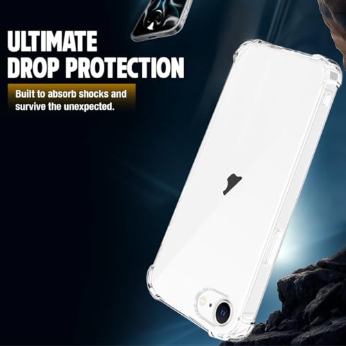 Image of Fashionury 3D Raised Transparent Crystal Clear Back Cover for iPhone 16e | Shockproof Design | Anti-Slip Grip | Camera Protection | 360 Degree Protection Mobile Case