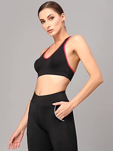 Image of Style Quotient Adults-Women Black Solid Sports Bra