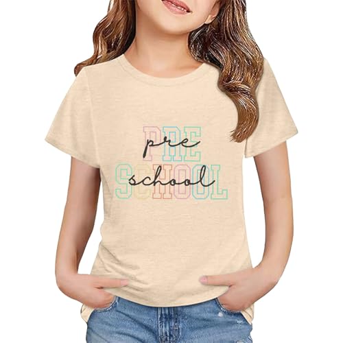 Toddler Kids Back to School Shirt Youth Boys Girls First Day of Preschool Tshirts Children Cute (a-Beige, 2-3 Years)