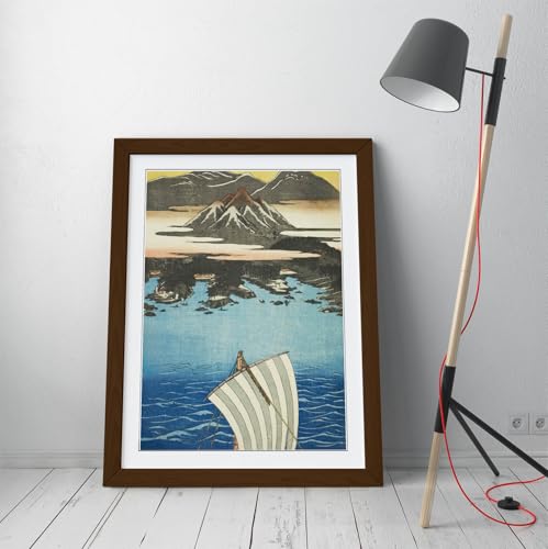 Hiroshige estampe japonaise Mont Inasa cadeau d'art idéal avec cadre en noyer A1