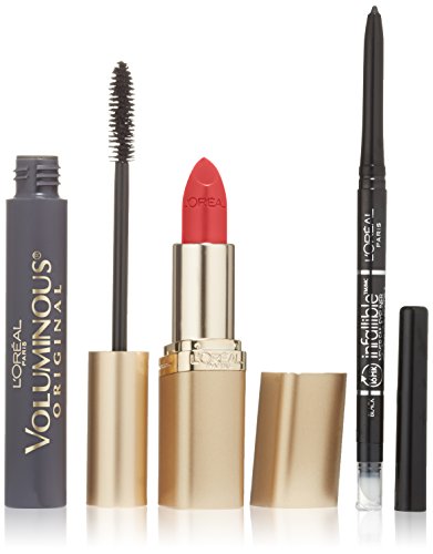L'Oreal Paris Icons Holiday Kit, with Voluminous Mascara, Infallible Liner and Colour Riche Lip