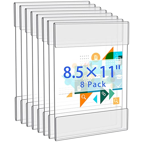 8 Stück A4 Acryl Wall Sign Holder 8.5x11 Inch with Tape Clear Plastic Wall Sign Memo Document Menu Holder for Office, Home, Store, Restaurant - No Drilling Cover
