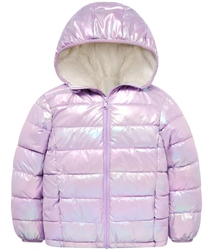 Image of Lovekider 4-12 Years Girls Hooded Puffer Jacket Warmth Padded Winter Coat | Metallic Shine Fabric, Fleece Lining, Windproof, Water Resistant, Keep Warm, Down Alternative, for Cold Weather