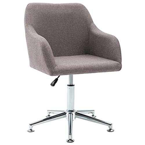 vidaXL Chaise Pivotante de Bureau Fauteuil Ergonomique Siège Pivotant de Bureau Chaise de Salon Fauteuil de Bureau Chambre à Coucher Taupe Tissu