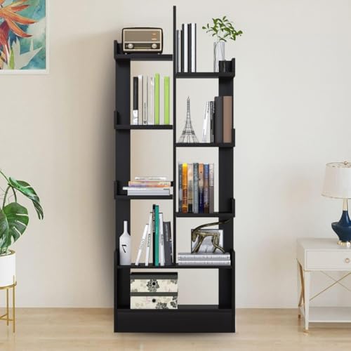 Image of Callas Adjustable Wood Desktop Storage Organizer Display Shelf Rack | Spice Rack | Counter Top Bookcase Book Shelf | Home Decor Display & Storage Rack Cabinet Unit | Parent (BR-12 Black)