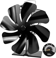 Tomersun 8 Blatt Ofenventilator, Wärmebetriebener Kaminventilator mit Thermometer, Leiser Betrieb, für Holzofen/Kamin | Energieeffizient & Einfach zu bedienen