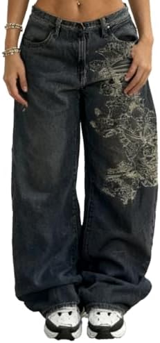 Unisex Y2K Hip Hop Street Jeans Skeleton Printed Gothic Baggy