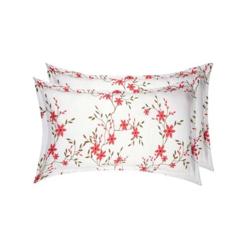 Image of Wakefit 100% Cotton Pillow Cover Set of 2 | 200 TC Soft & Breathable Pillow Cases | Standard Size 18 x 27 Inch | Skin Friendly, Durable & Gentle Machine Washable | Sakura White