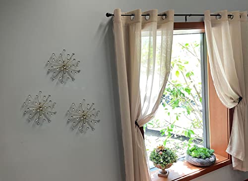 Set Of 3 Gold Starburst Jeweled Metal Decorative Wall Art Hanging Rhinestone Crystal Home Decor Accents Mcm Décor #TOP1