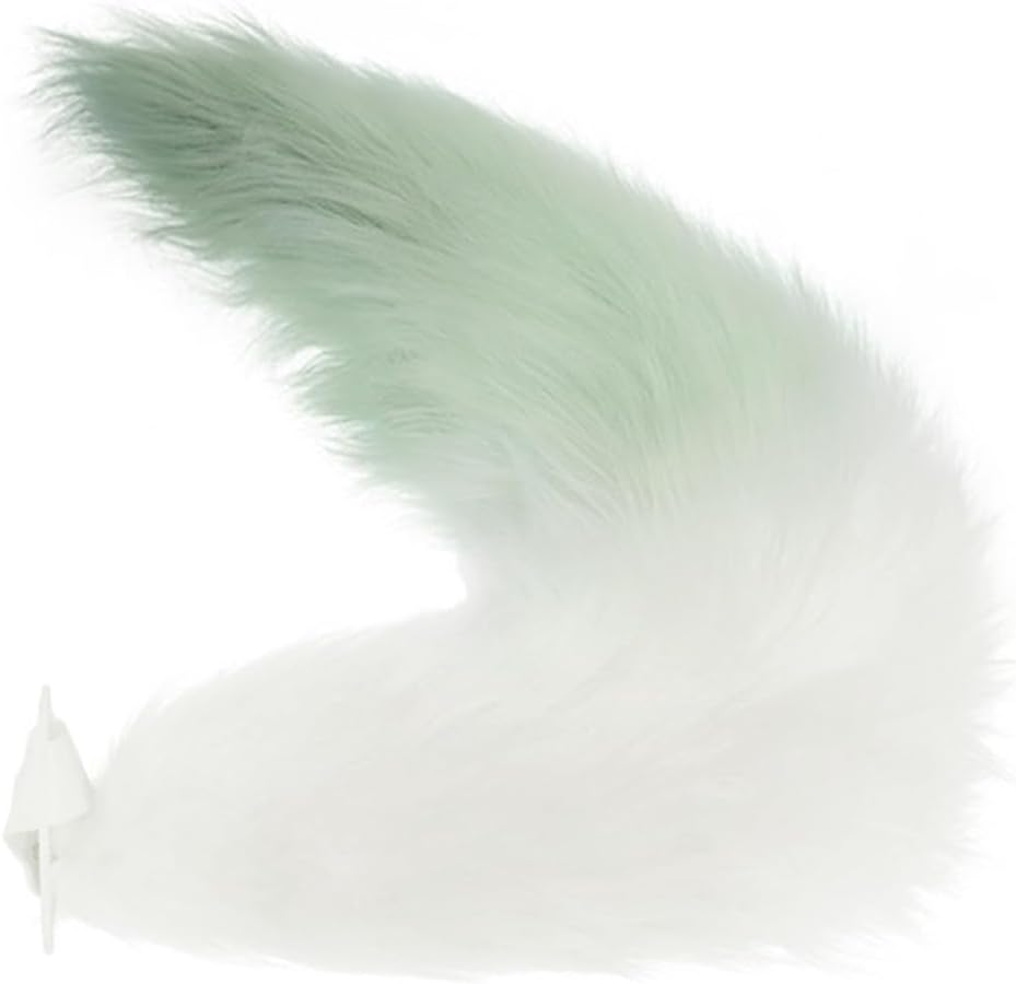 Yukong Ears and Tail Set Fox Ears Headband Furry Fursuit Costume Accessories for Adults Game Cosplay (Green White)