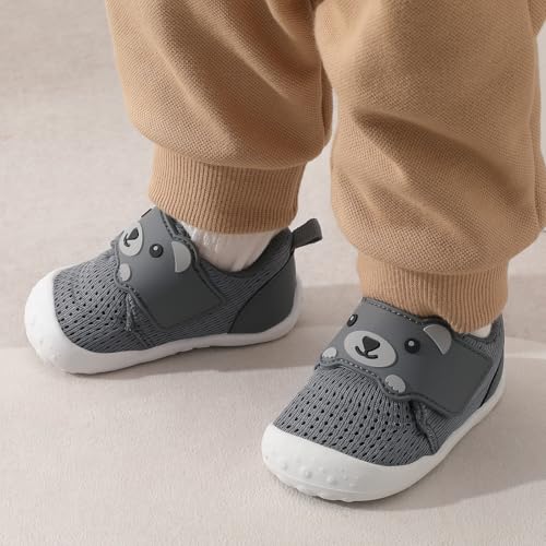 Image of FEETCITY Baby Walking Shoes Wide Baby Shoes Boys Girls Infant Sneakers Crib Shoes Breathable Toddler Barefoot Shoes Slip On Shoes